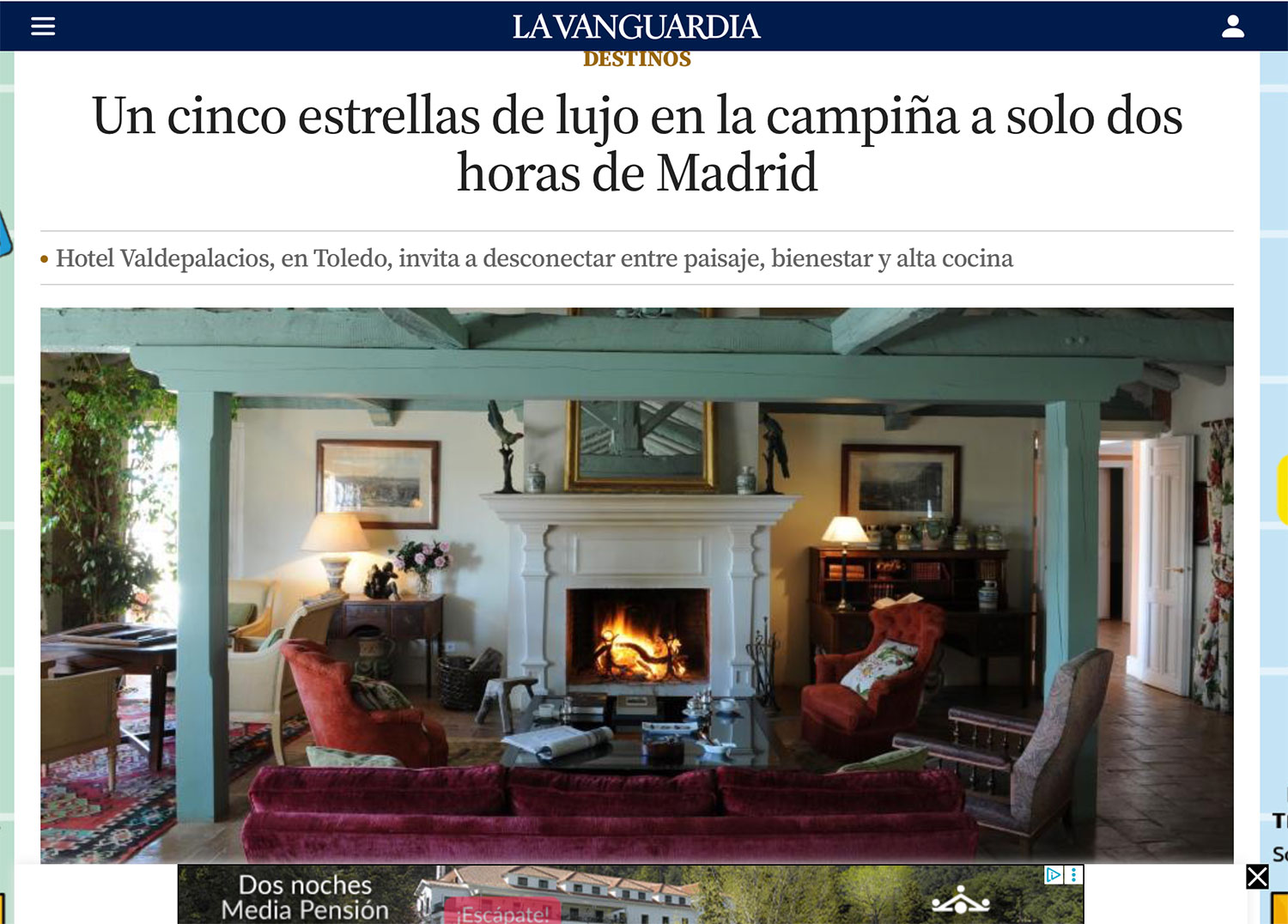 imagen de la página web de la vanguardia donde se ve el reportaje
